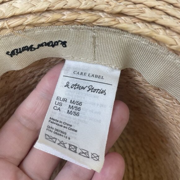 & Other Stories straw fedora hat in natural M/56 - Picture 5 of 9